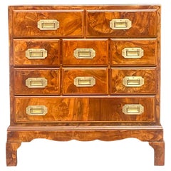 Late 20th Century Vintage Italian Patchwork Burl Wood Petite Chest of Drawers