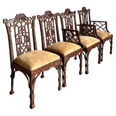 Fin du 20ème siècle Vintage Regency Kenyon Fretwork Pagoda Dining Chairs - Set of4