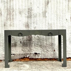 Late 20th Century Vintage Regency Lacquered Scalloped Writing Desk