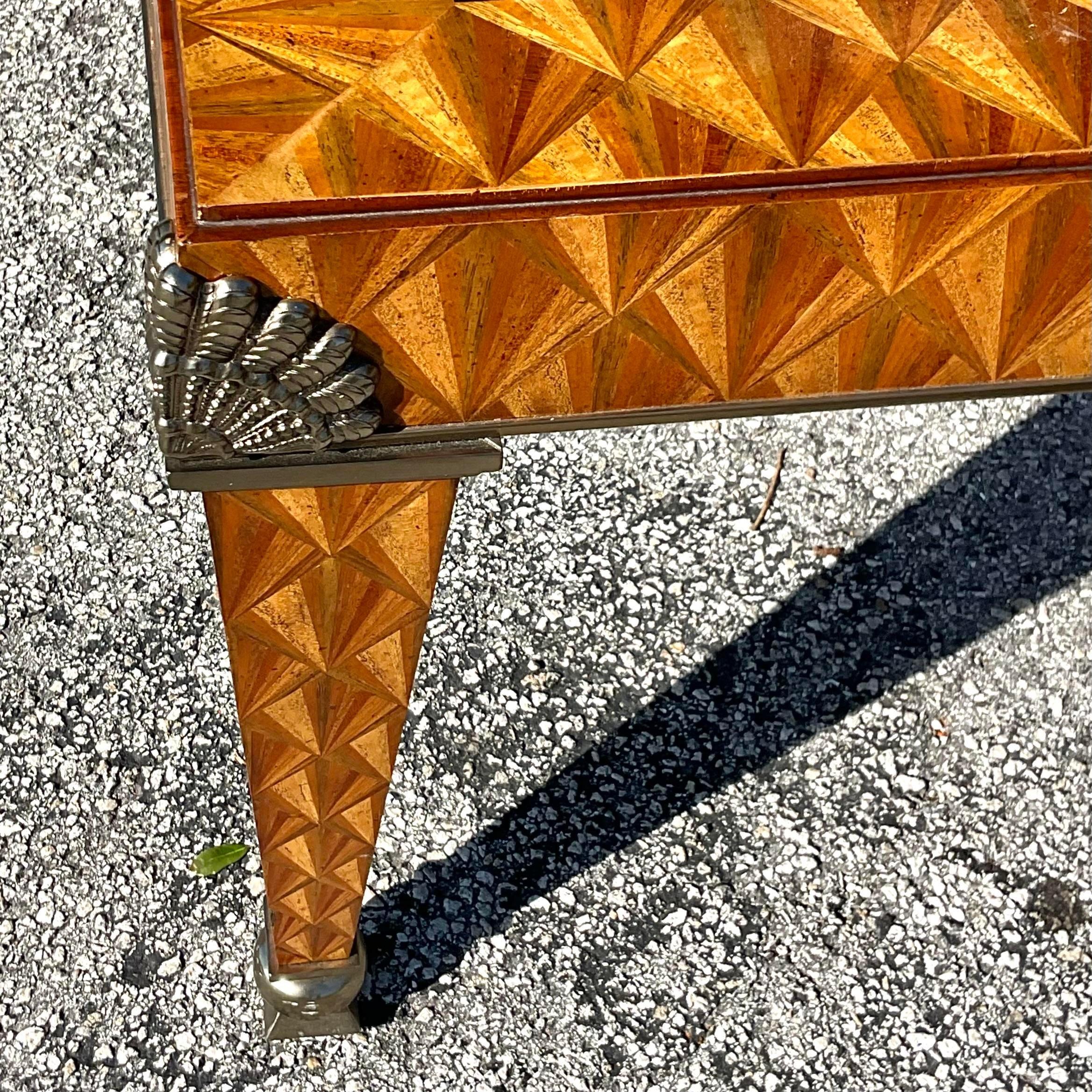 Late 20th Century Vintage Regency Maitland Smith Inlay Coffee Table For Sale 3