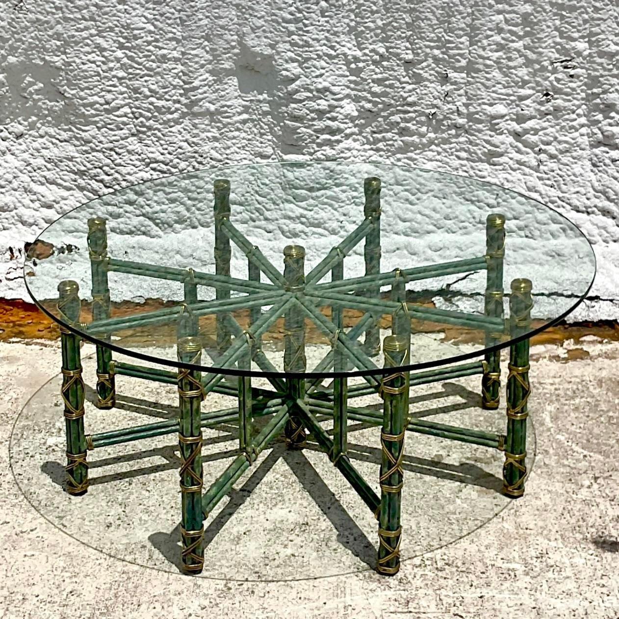 Brass Late 20th Century Vintage Regency Maitland Smith Patinated Coffee Table For Sale