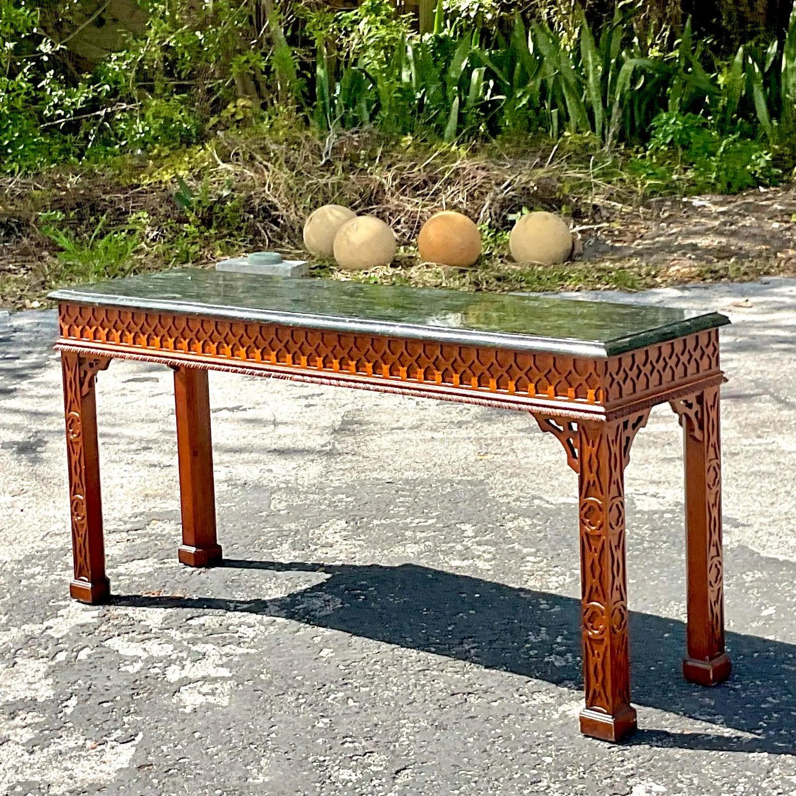 Tavolo da console in pietra tessellata di Maitland Smith, fine XX secolo, Regency, vintage. In condizioni buone in vendita a West Palm Beach, FL