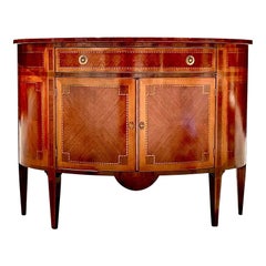 Late 20th Century Vintage Regency Marquetry Demilune Console Cabinet