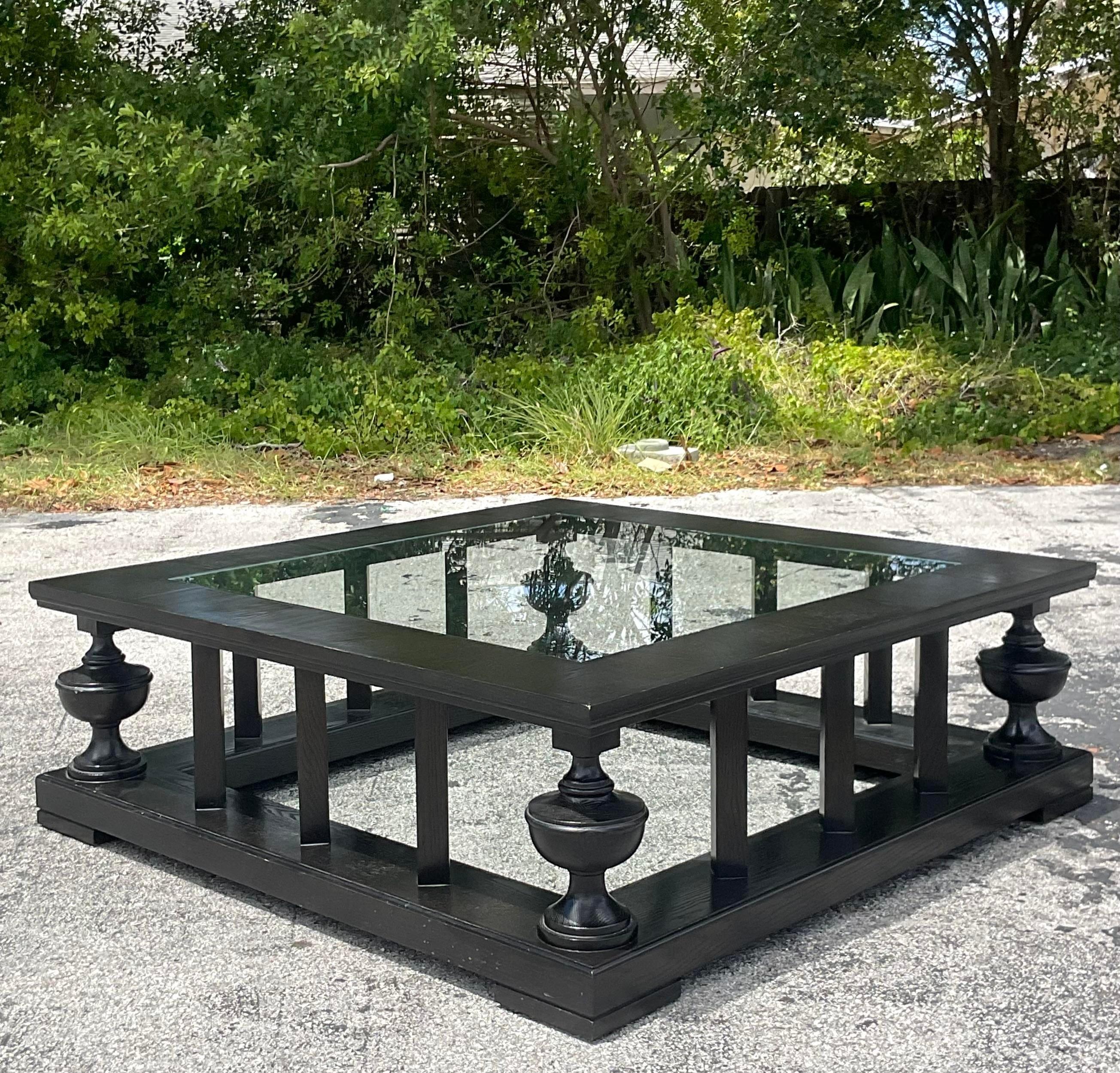 American Late 20th Century Vintage Regency Pediment Coffee Table After John Roselli For Sale