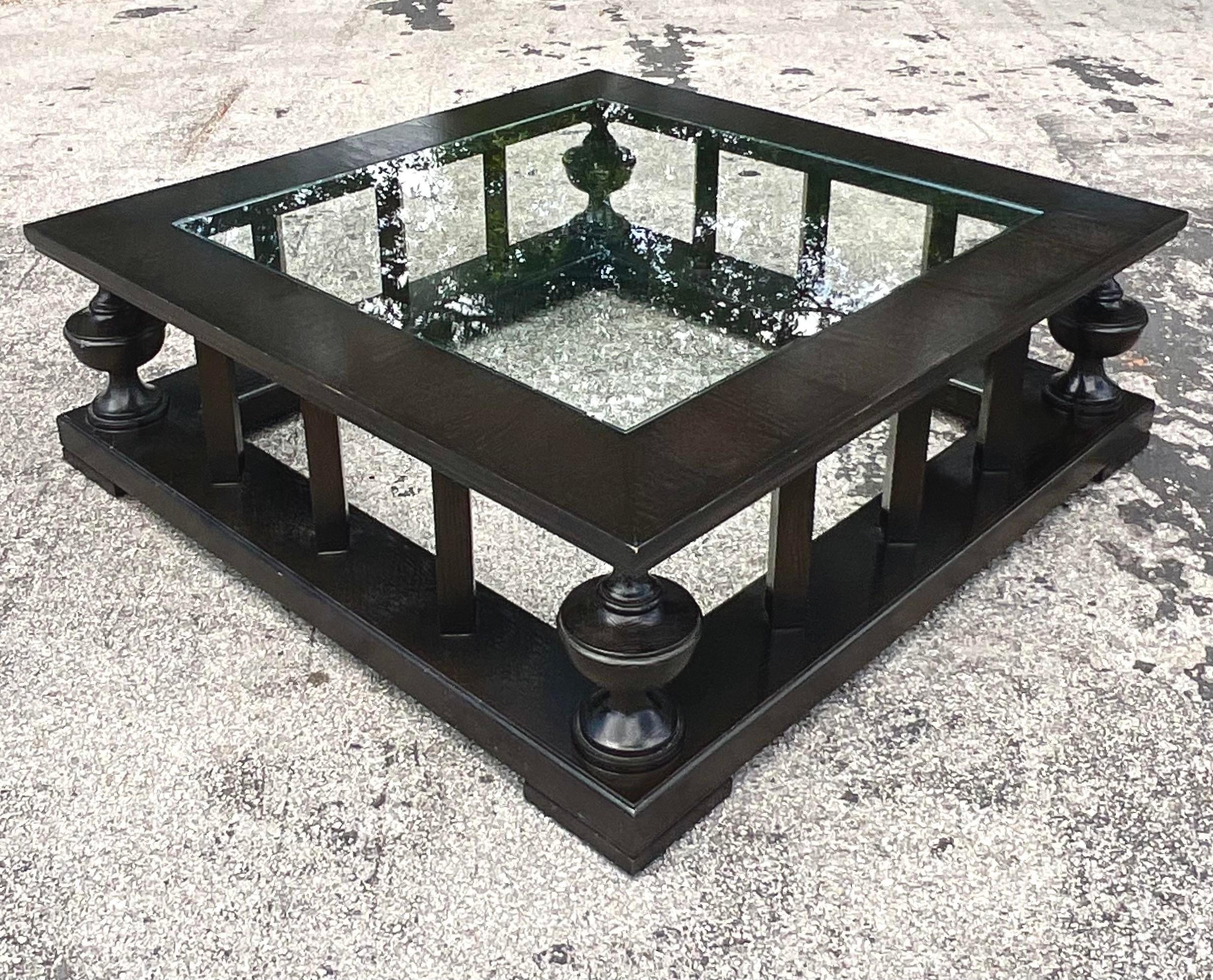 Late 20th Century Vintage Regency Pediment Coffee Table After John Roselli In Good Condition For Sale In west palm beach, FL