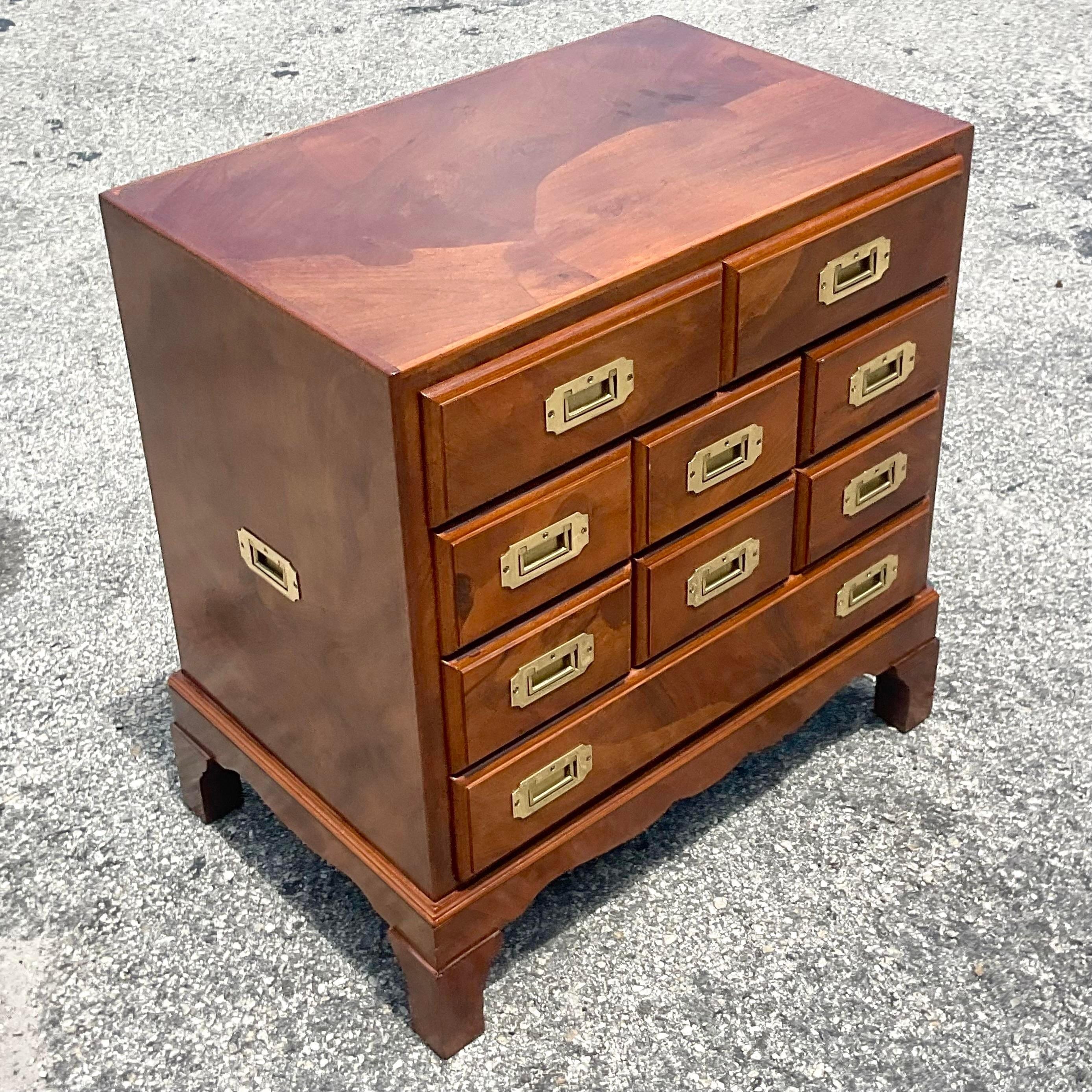 American Late 20th Century Vintage Regency Petite Patchwork Chest of Drawers For Sale