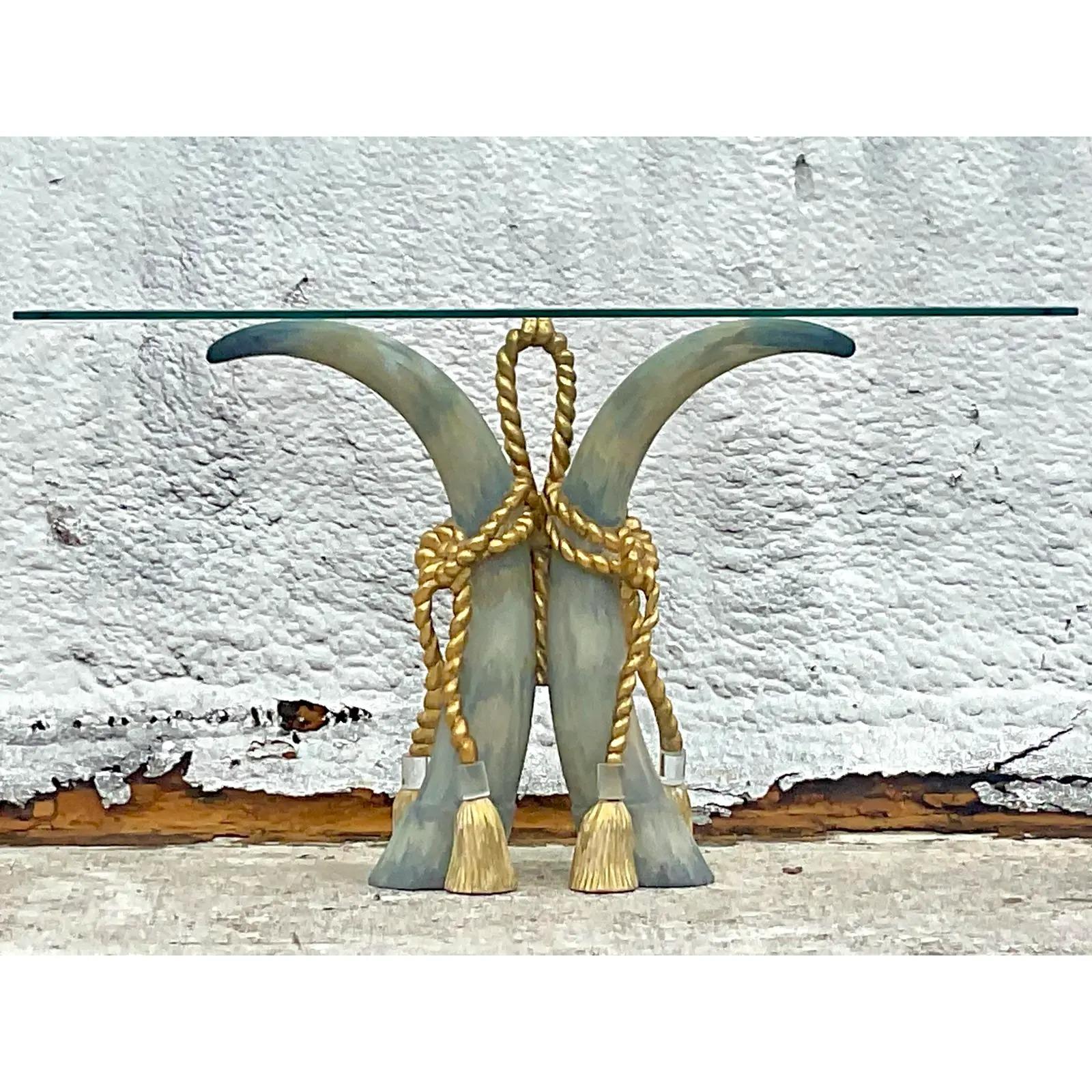 Italian Late 20th Century Vintage Regency Plaster Swag and Tassle Console Table