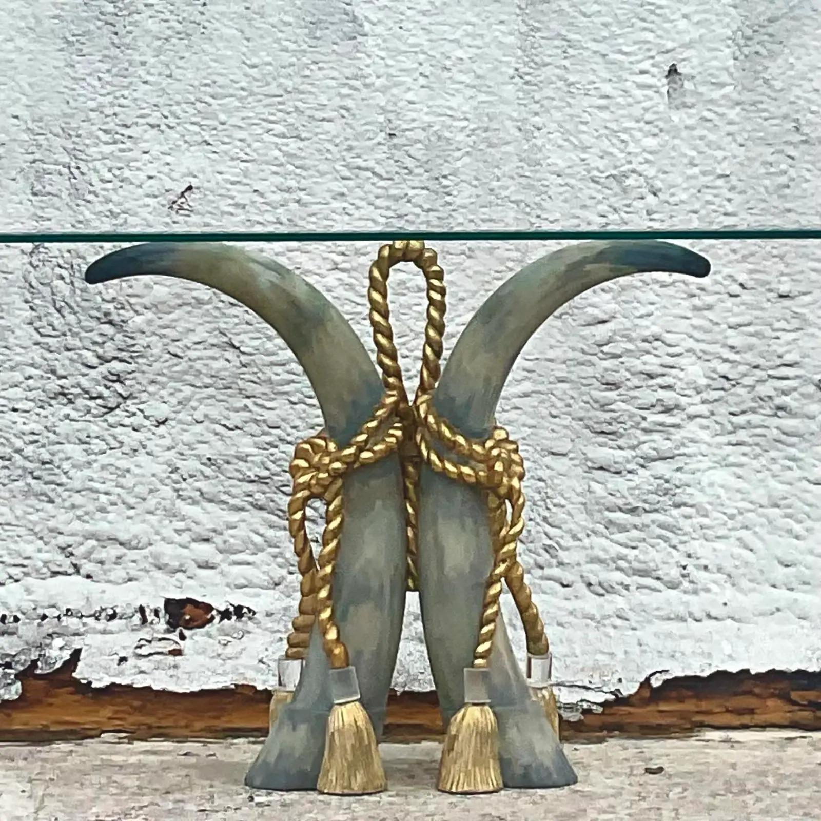 Late 20th Century Vintage Regency Plaster Swag and Tassle Console Table 1