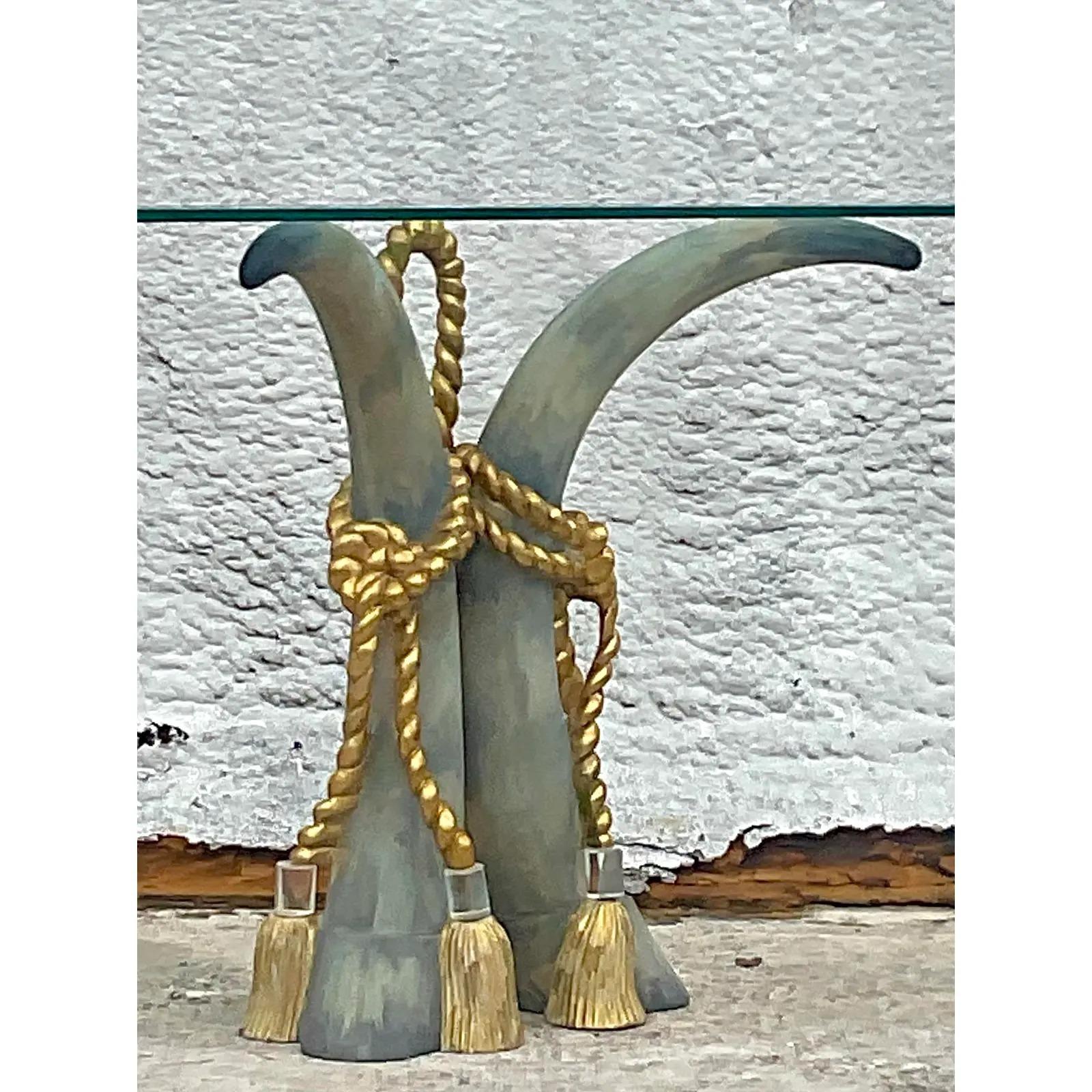 Late 20th Century Vintage Regency Plaster Swag and Tassle Console Table 4