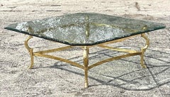 Late 20th Century Vintage Regency Polished Brass Horse Head Coffee Table