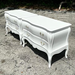 Late 20th Century Vintage Regency Scalloped Chest of Drawers - a Pair