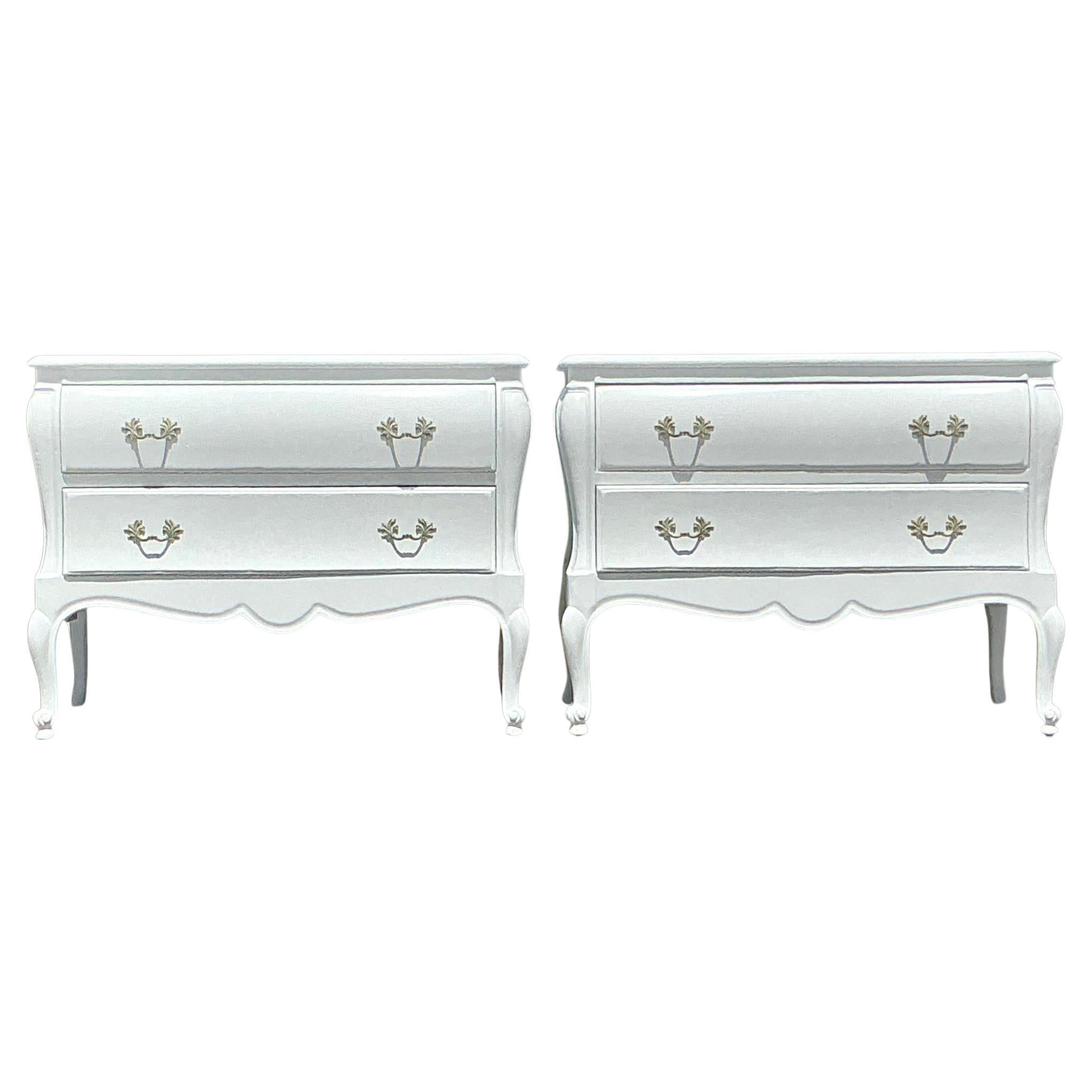Late 20th Century Vintage Regency Scalloped Chest of Drawers - a Pair