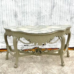 Ende des 20. Jahrhunderts Vintage Regency Steinplatte Faux Bois Konsolentisch