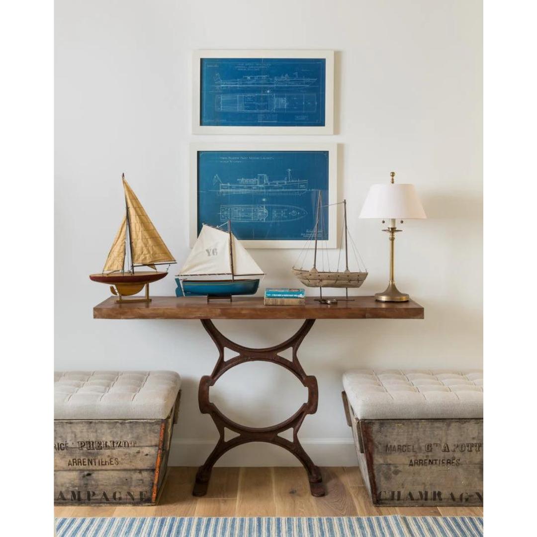 Late 20th Century Vintage Rustic Cast Iron Console Table For Sale 5