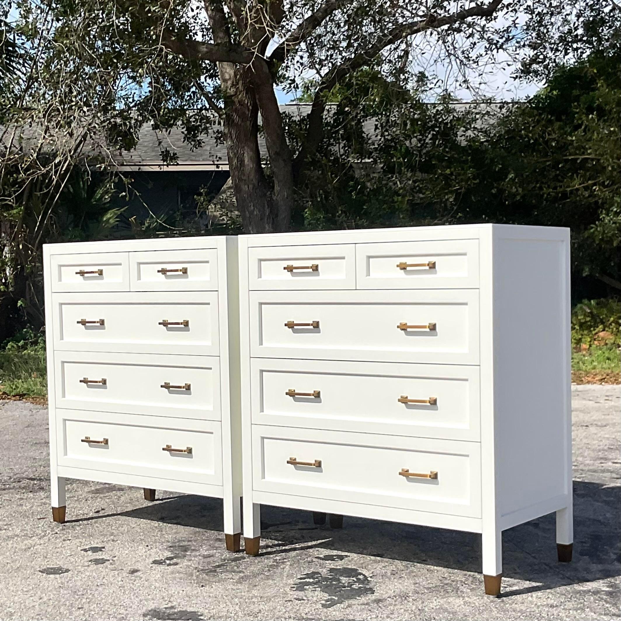 Wood Late 20th Century Vintage Serena and Lily Pierson Dresser - a Pair