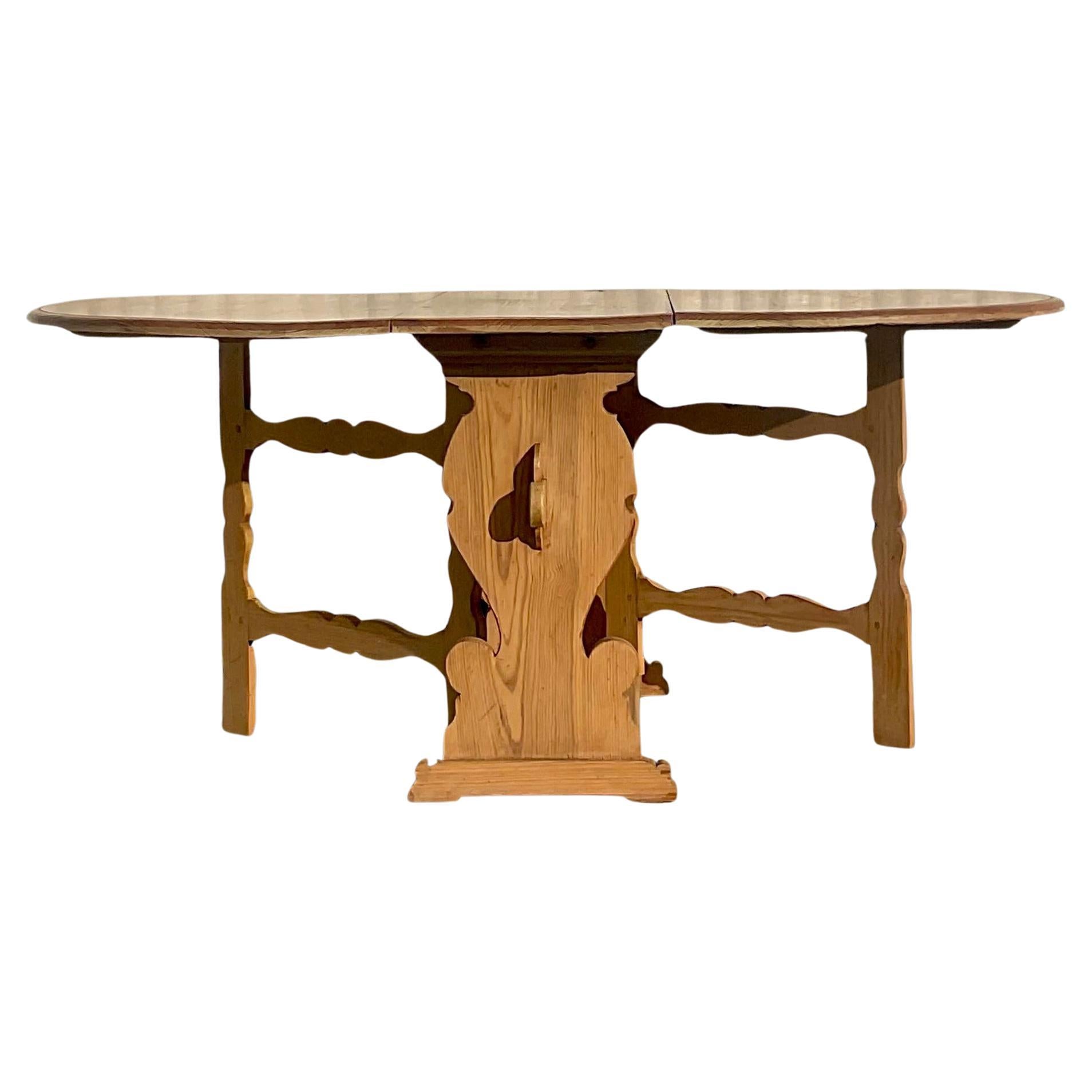 Late 20th Century Vintage Swedish Drop Leaf Wooden Dining Table For Sale