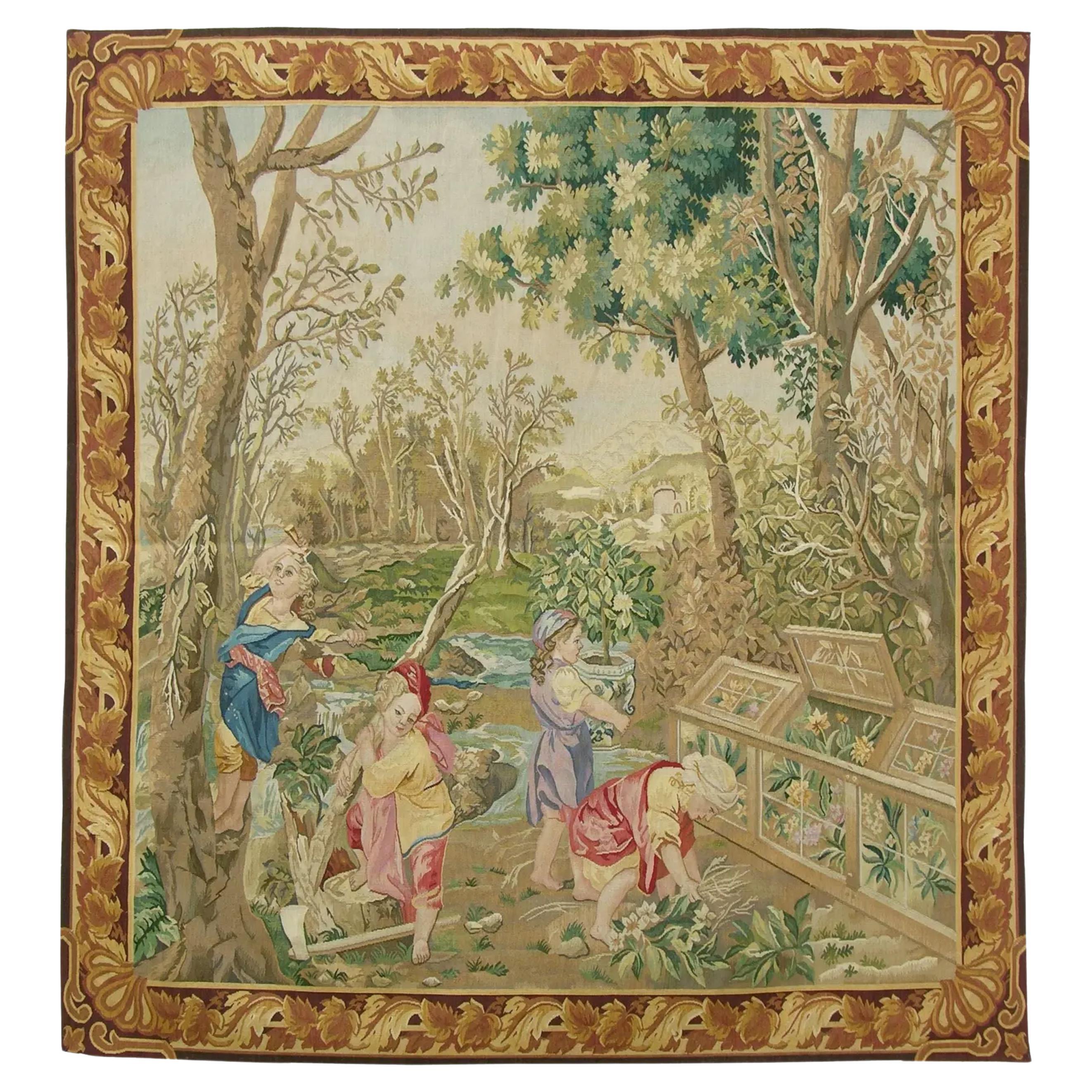 Late 20th Century Vintage Tapestry 5.35X5.7 For Sale