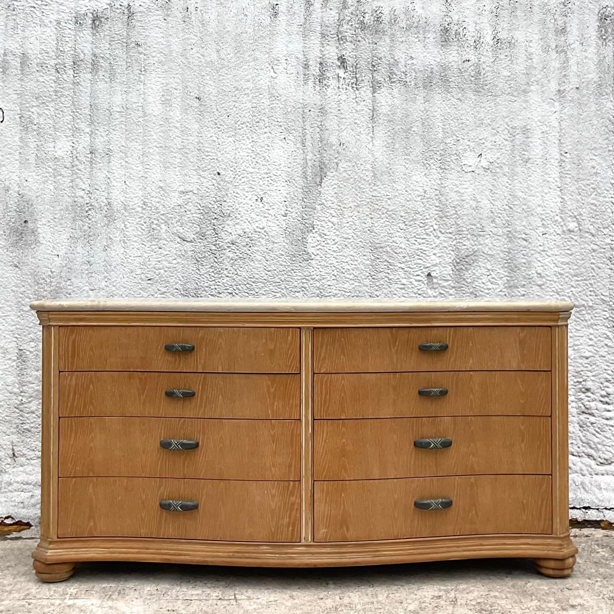Late 20th Century Vintage Traditional Lexington Roll Front Dresser For Sale 1