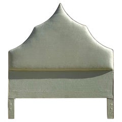 Late 20th Century Used Upholstered Temple Headboard in Queen