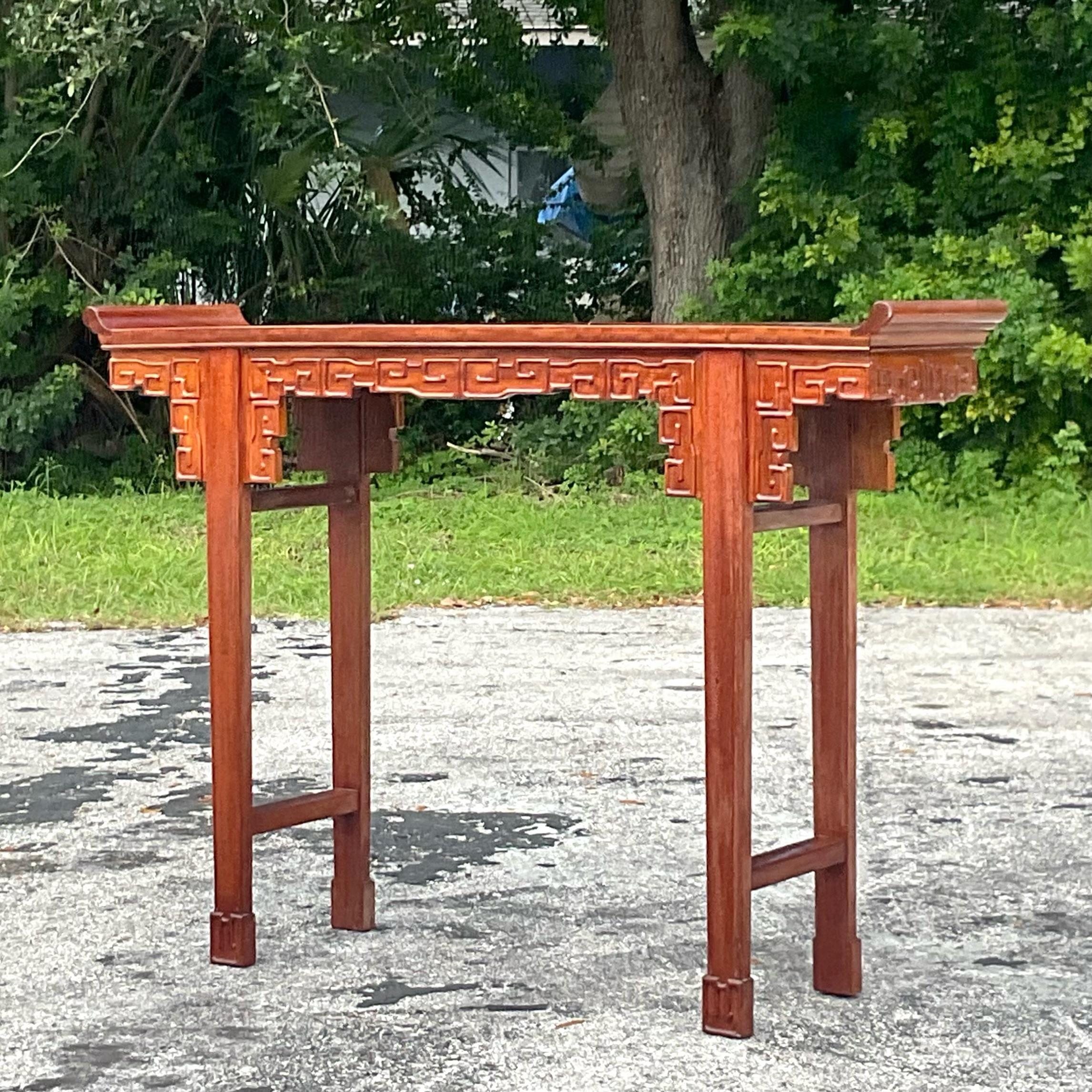 Chinoiserie Late 20th Century Vintage Wood Altar Console Table