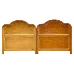 Late 20th Century Used Wooden Trim Detailed Twin Headboards - A Pair