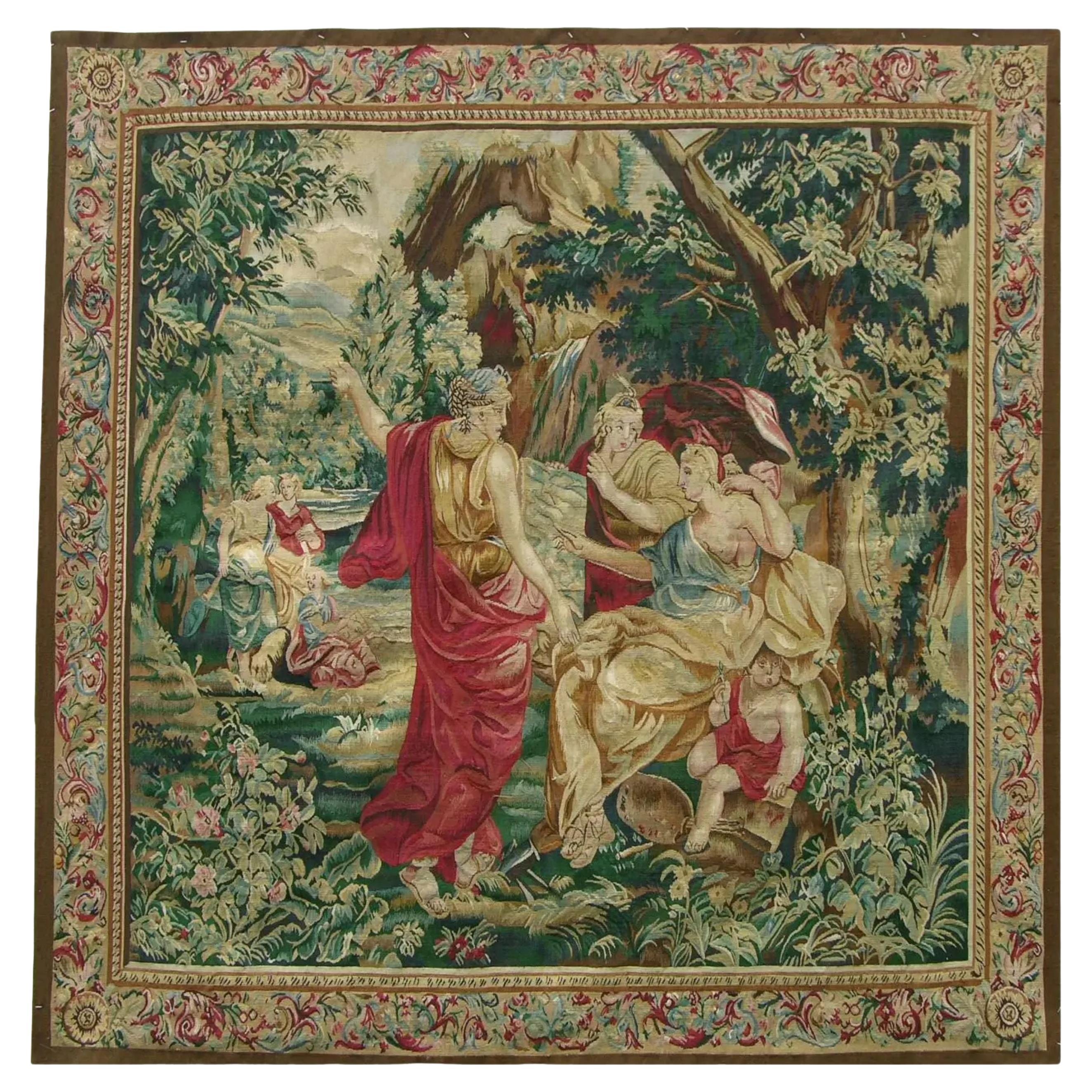Late-20th Century Vintage Wool Tapestry 5.6X5.7 For Sale