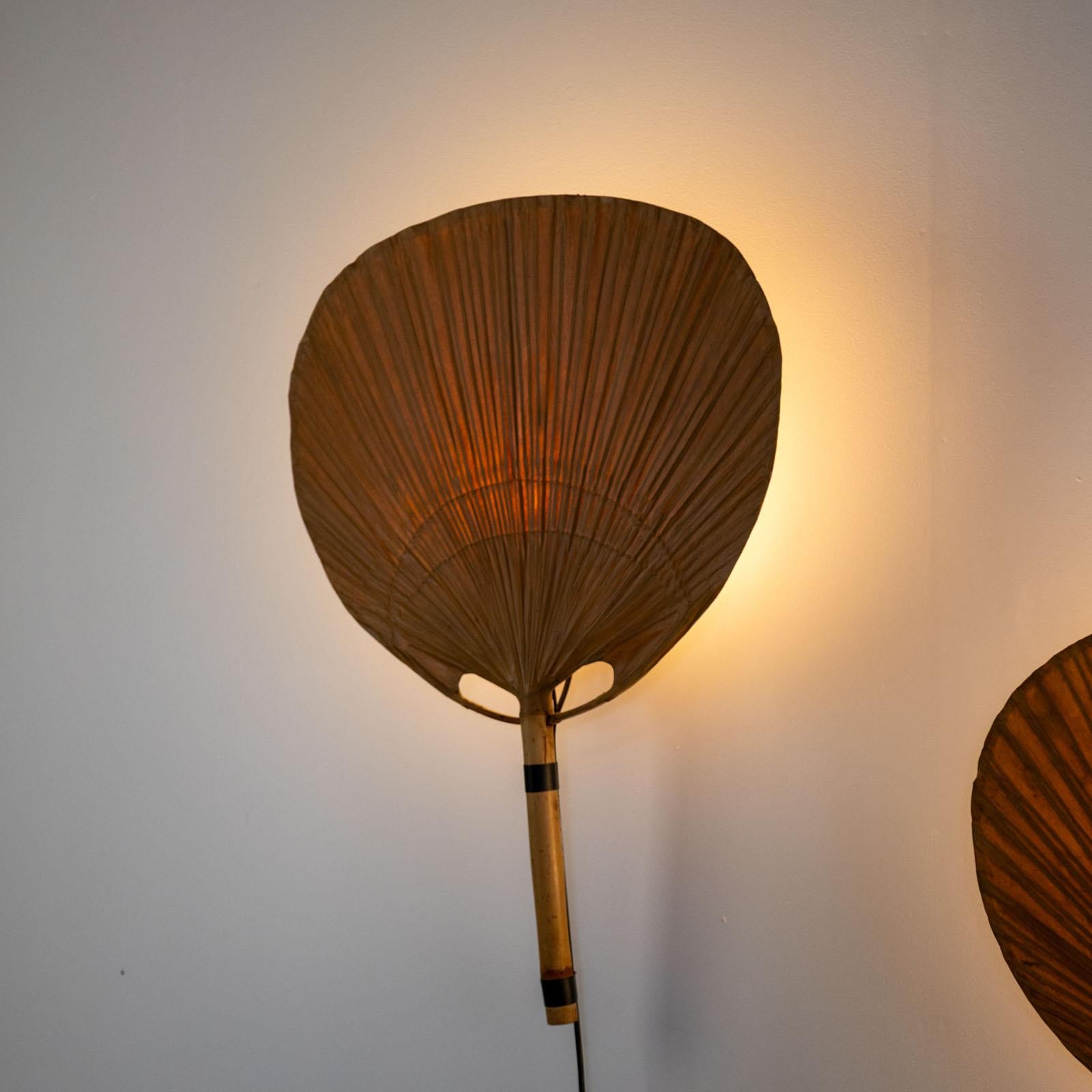 Bamboo Late 20th Century Wall Lamps Model Uchiwa III by Ingo Maurer for Design M For Sale