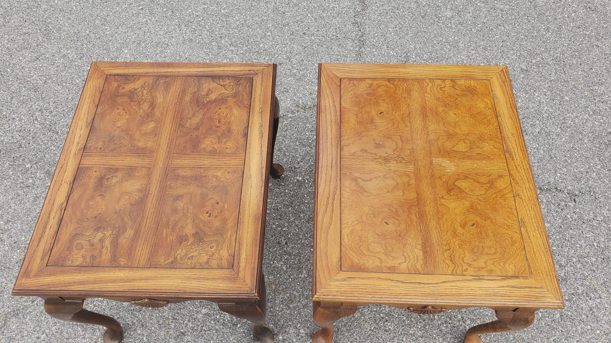 Late 20th Century Walnut Banded Top Side Tables For Sale 5