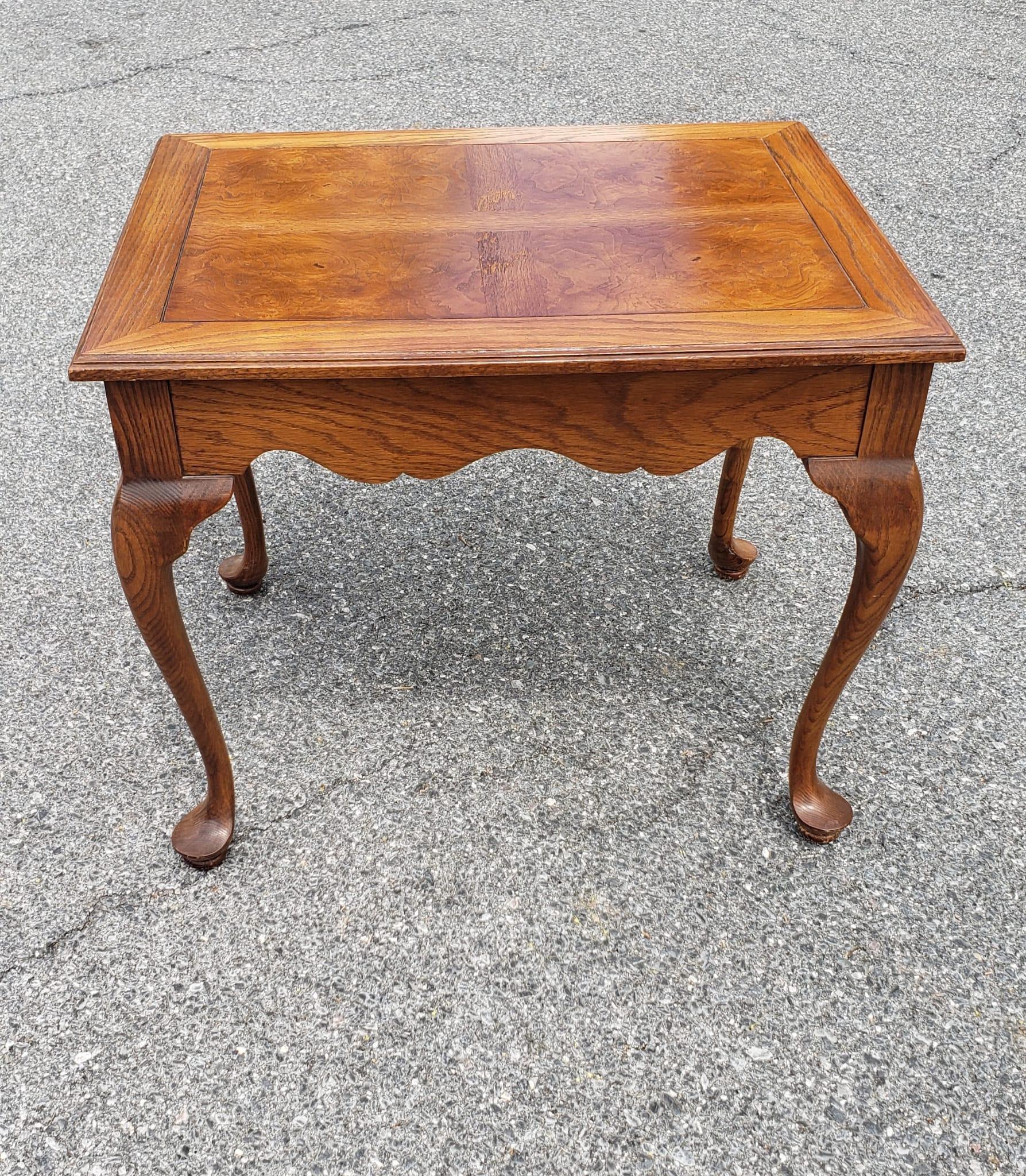 Stained Late 20th Century Walnut Banded Top Side Tables For Sale