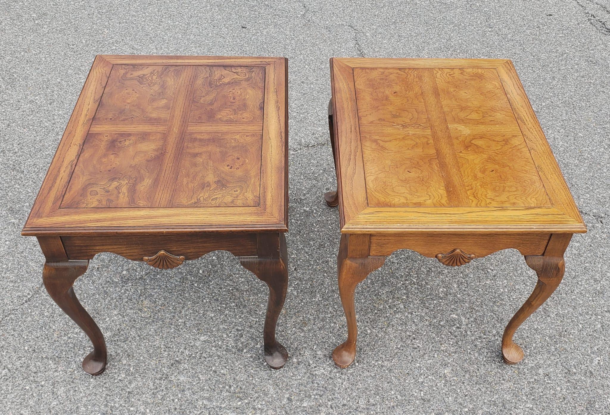 Late 20th Century Walnut Banded Top Side Tables For Sale 4