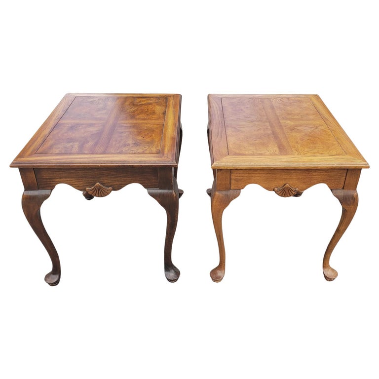 Late 20th Century Walnut Banded Top Side Tables For Sale at 1stDibs