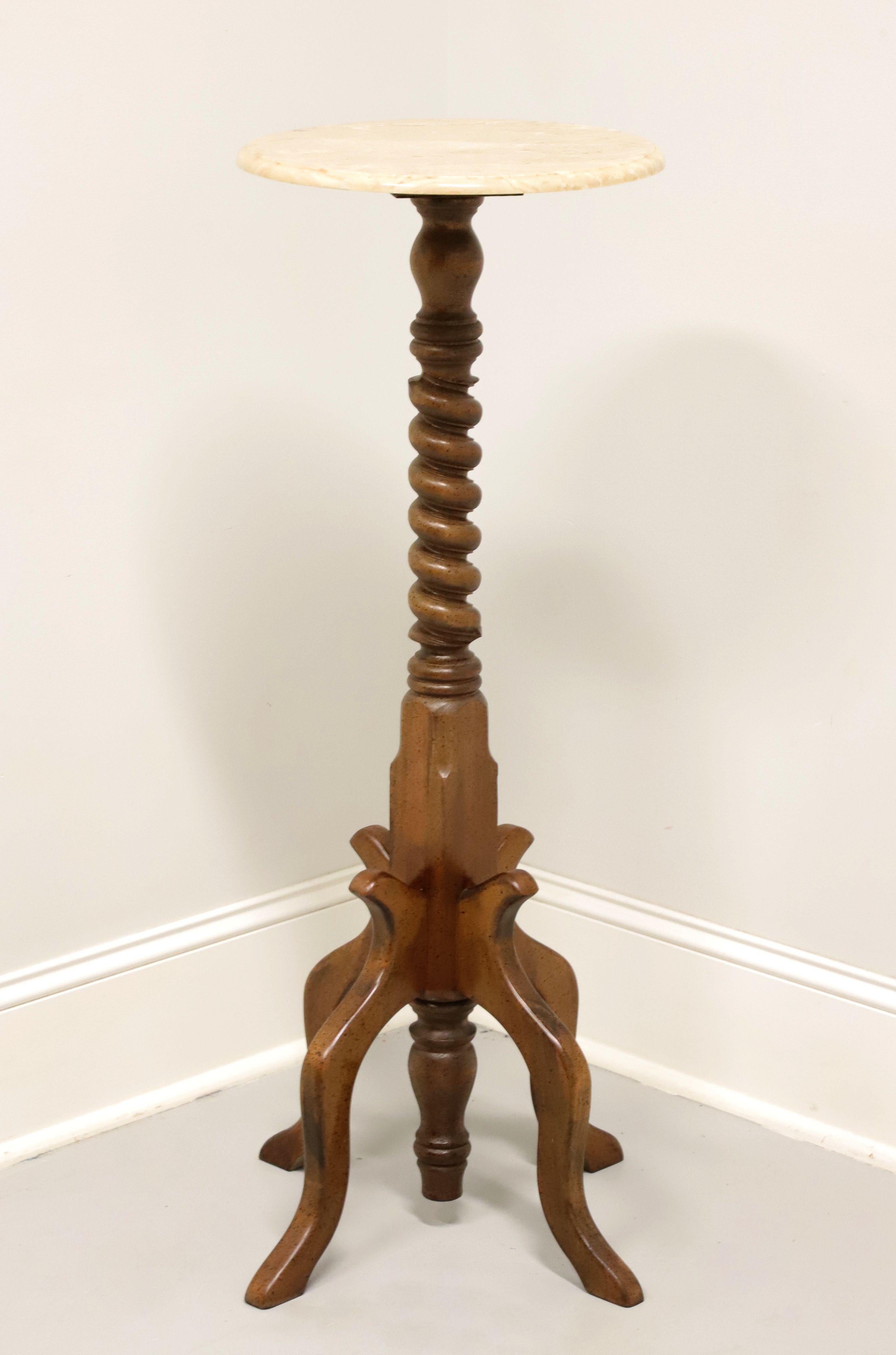 Late 20th Century Walnut Marble Top Victorian Barley Twist Plant Stand 5