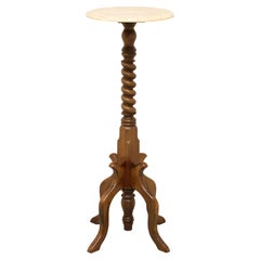 Late 20th Century Walnut Marble Top Victorian Barley Twist Plant Stand