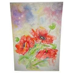 Late 20th Century Watercolor Abstract Still Life by Tavernier – Signed - 2Y433