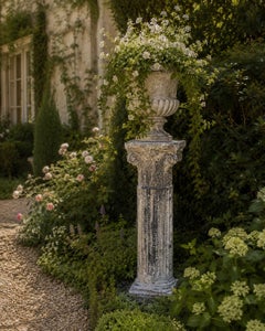 Late 20th Century Weathered Cast Concrete Corinthian Garden Column Pedestal