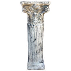 Late 20th Century Weathered Cast Concrete Corinthian Garden Column Pedestal