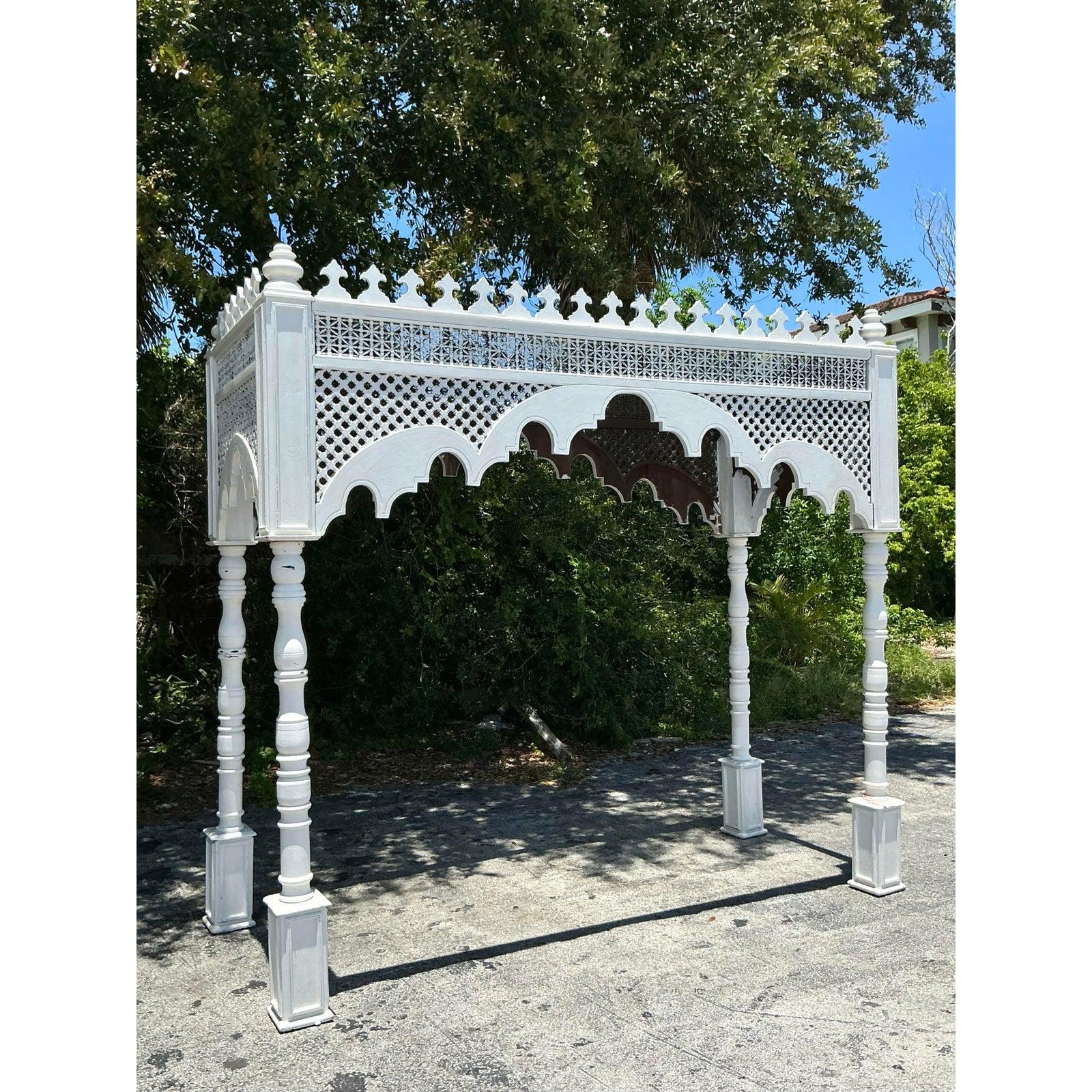 Late 20th Century White Carved Carved Canopy For Sale 1