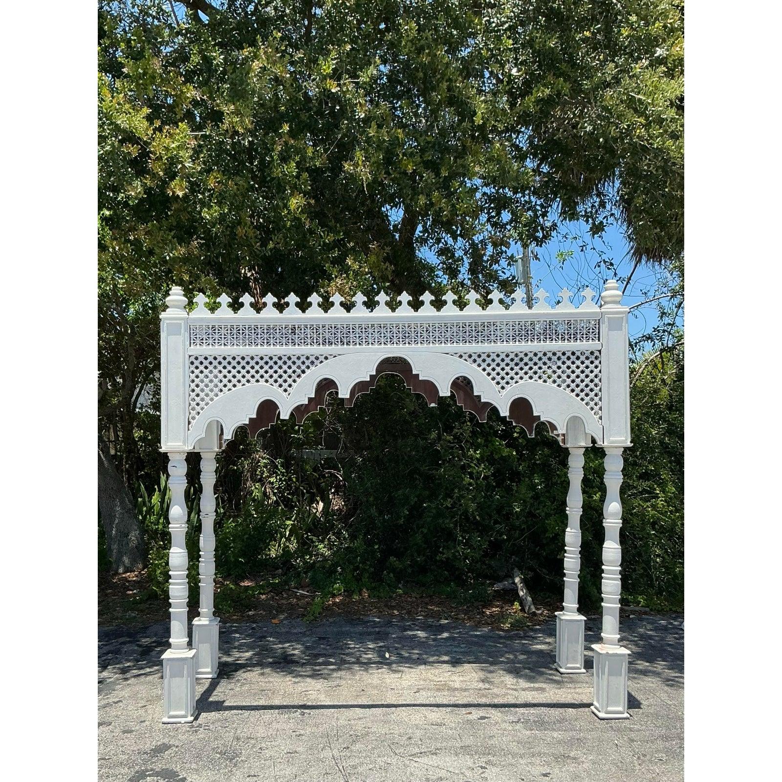 Late 20th Century White Carved Carved Canopy For Sale 2