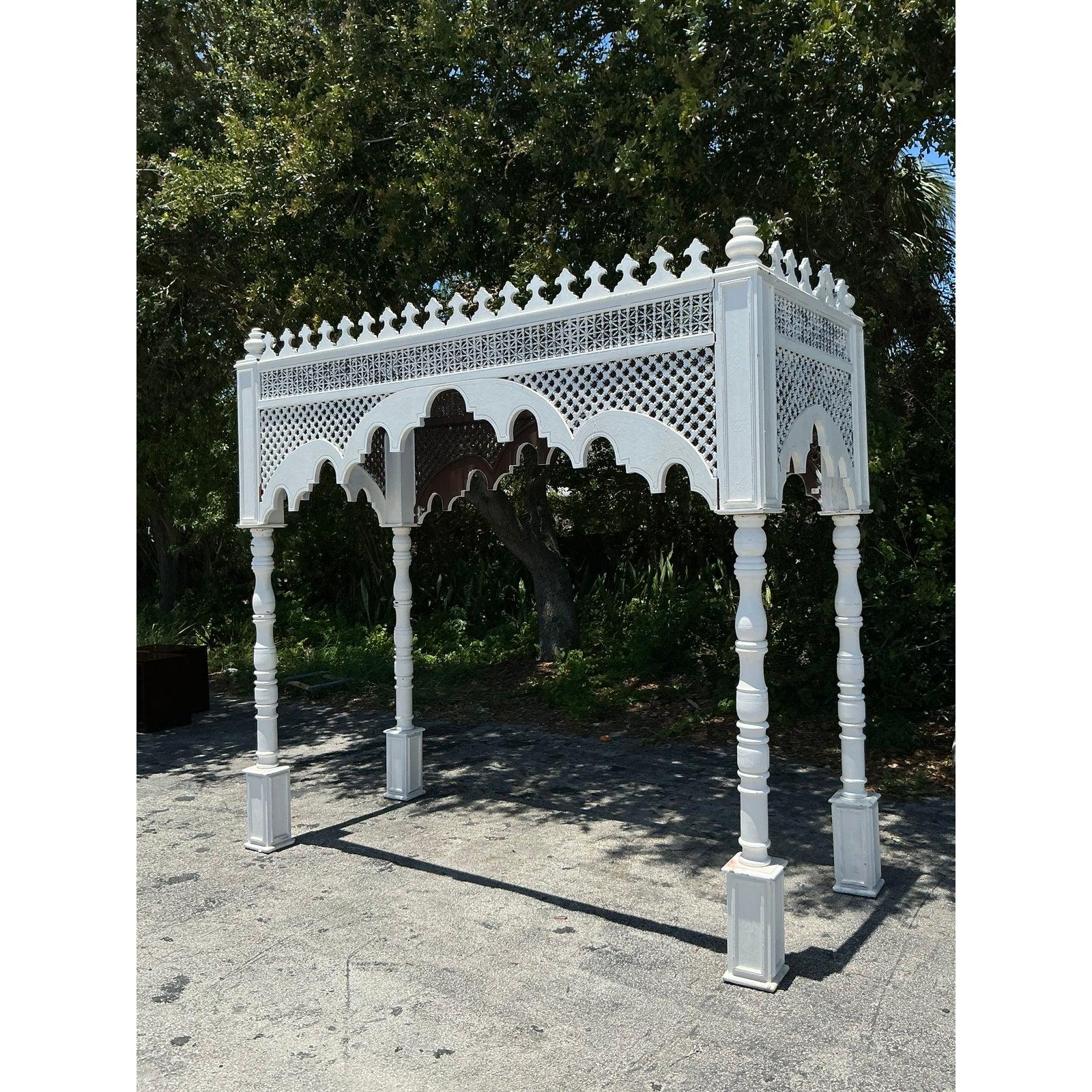 Late 20th Century White Carved Carved Canopy For Sale 3