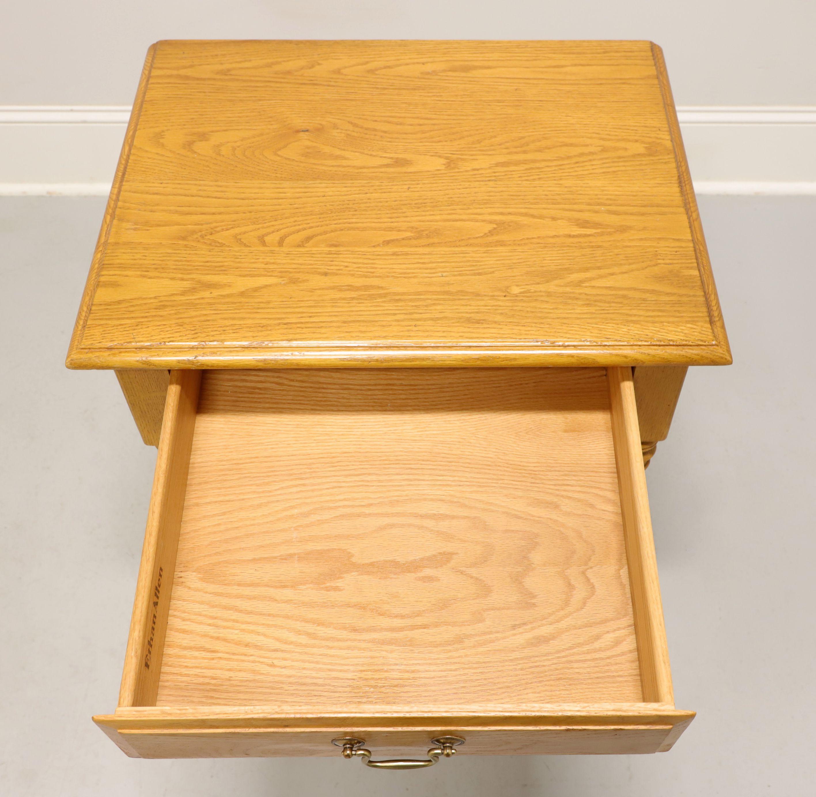 Late 20th Century White Oak Colonial Single Drawer Two-Tier Nightstands - Pair For Sale 2