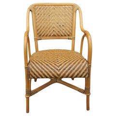 Late 20th Century Woven Wicker and Rattan Armchair