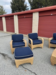 Late 20th Century Wicker Sculptural Patio Seating & Tables, 8 Pieces