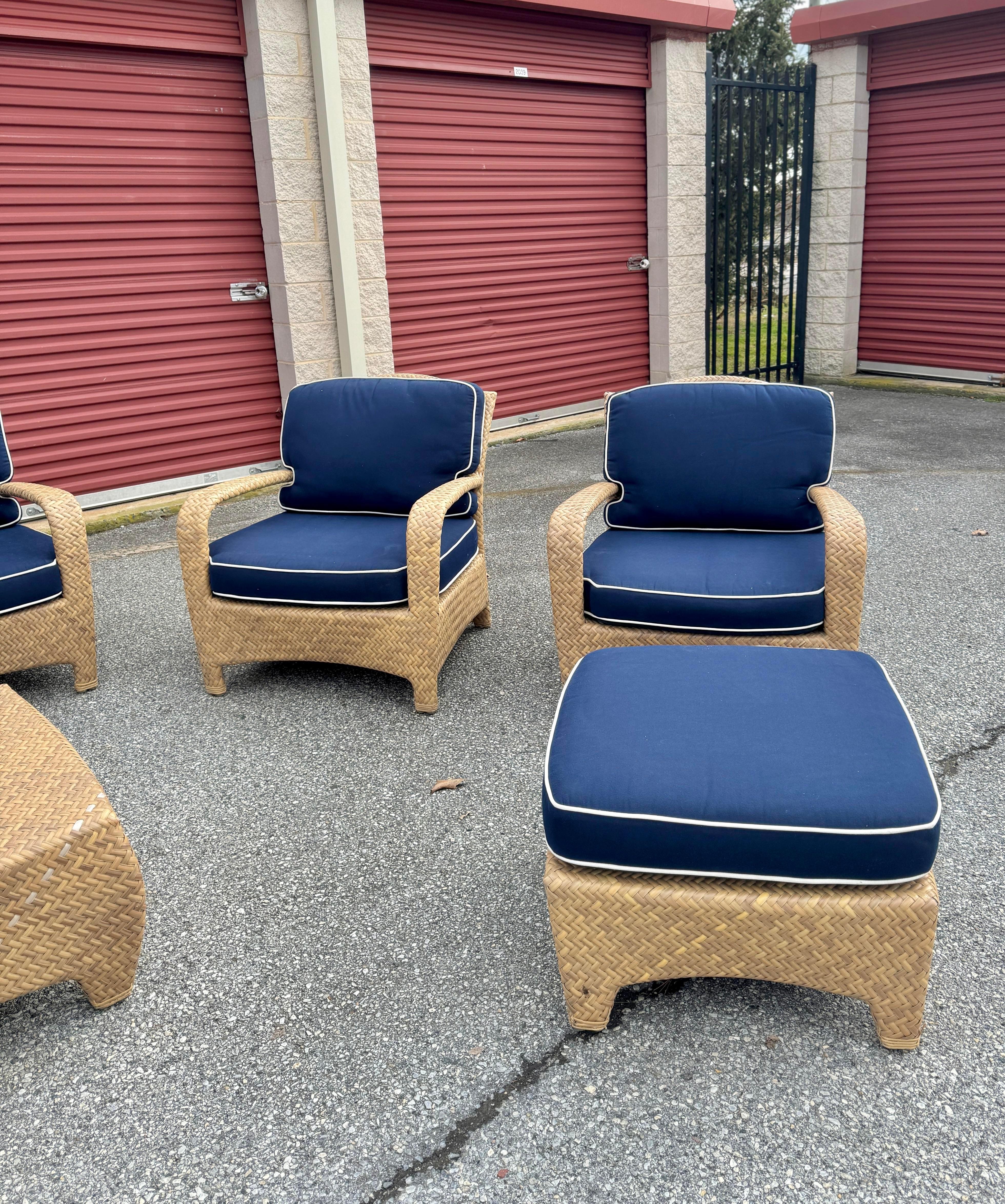 Modern Late 20th Century Wicker Sculptural Patio Seating & Tables, 8 Pieces For Sale