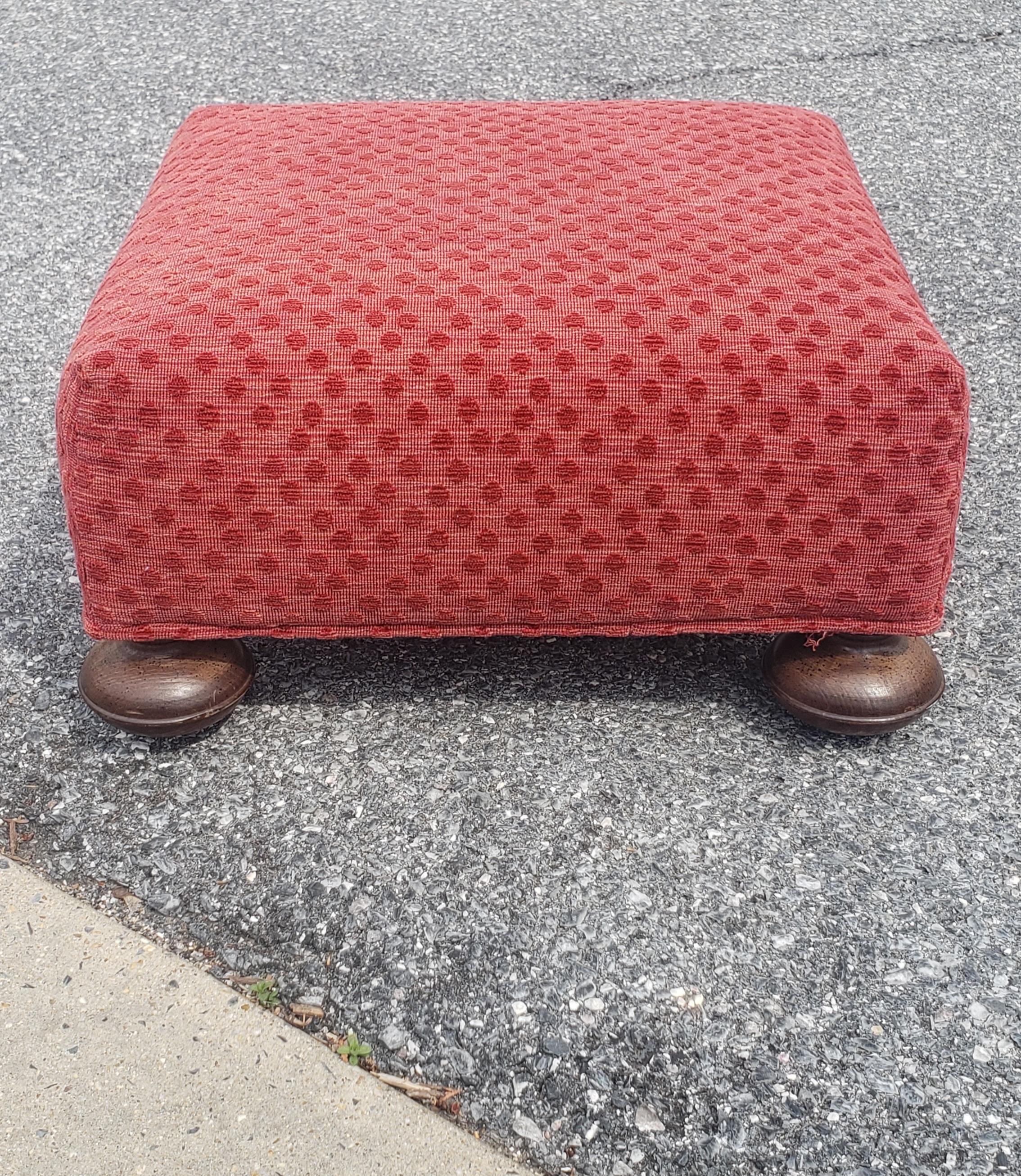 American Late 20th Century William and Mary Style Upholstered Footstool Ottoman For Sale