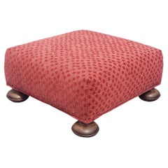 Late 20th Century William and Mary Style Upholstered Footstool Ottoman