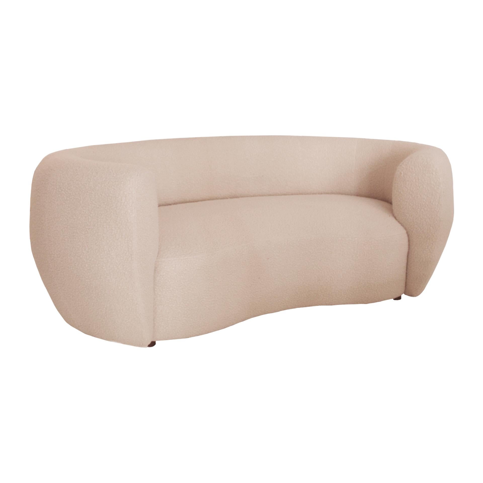 Curved sofa with structure and legs made of solid wood and reupholstered in beige bouclé. Italy, late 20th century.

Our main target is customer satisfaction, so we include in the price for this item professional and custom made packing.


Every