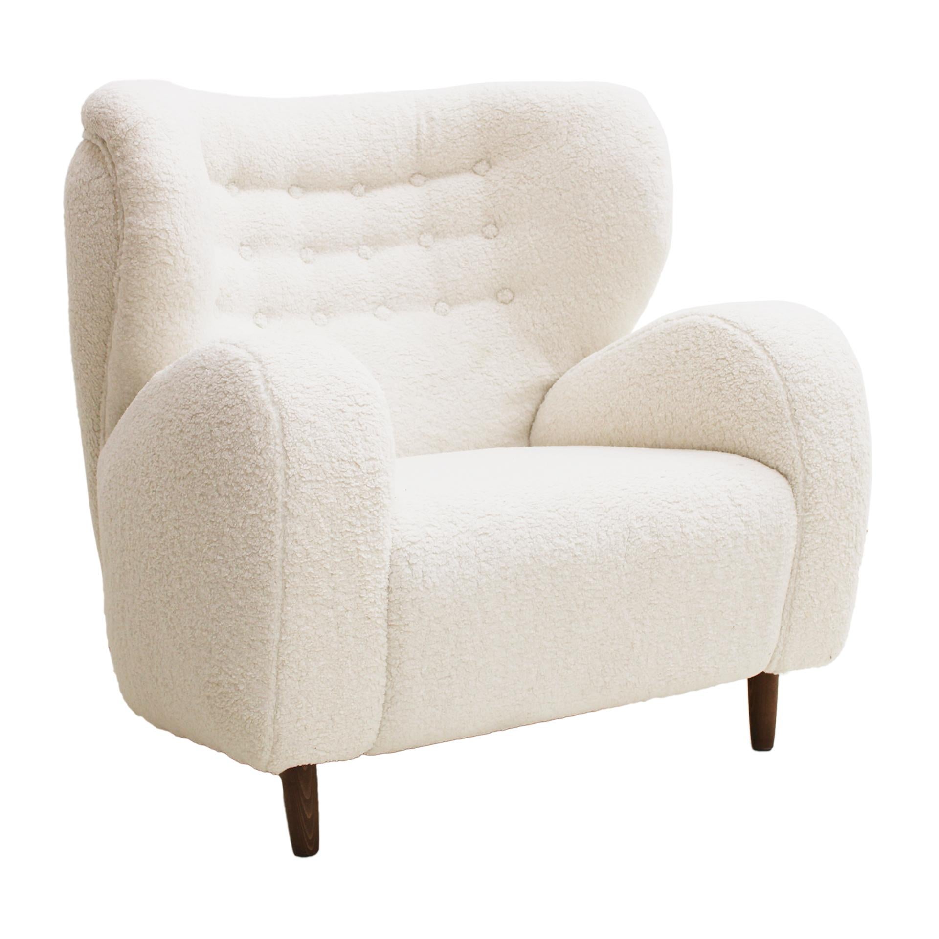 Paire de fauteuils en laine et bois massif, Norvège, fin du XXe siècle Excellent état - En vente à Ibiza, Spain