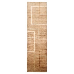 Late 20th Century Wool Hand Knotted Runner Rug in Light Brown and Beige of 1980s