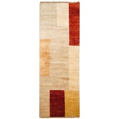 Late 20th Century Wool Hand Knotted Runner Rug in Red and Beige of 1980s