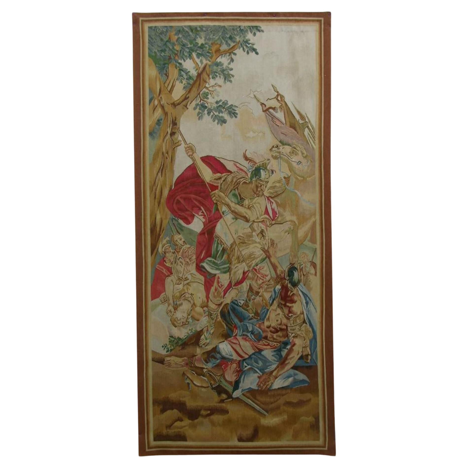 Late 20th Century Woolen Tapestry Wall Hanging 8'1" X 3'7" For Sale